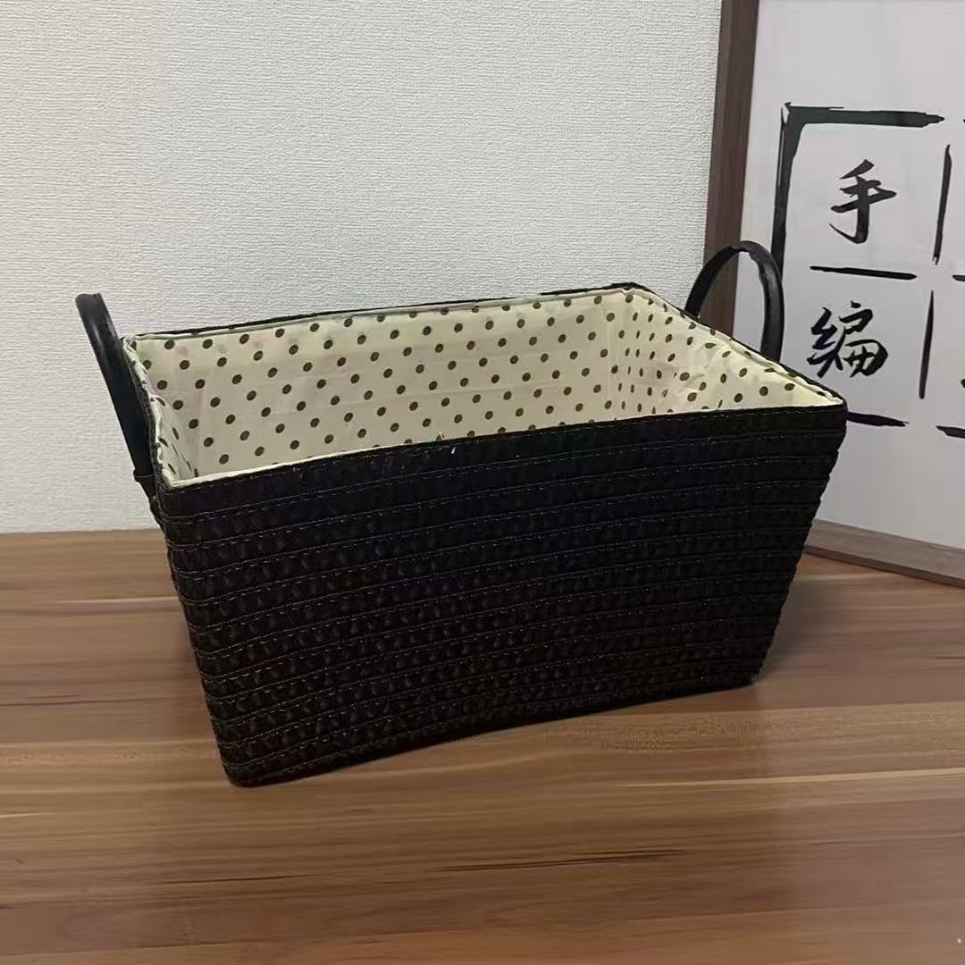

Imitation Vine Weaving Snack Weaving Foldable Storage Basket Straw Weaving Toy with Handle Storage Basket Dirty Clothes Basket
