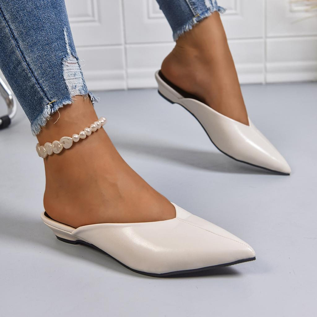 Fashion Women Fashion Pointed Toe Mules Slippers New Low Heel Sandals Ladies Elegant Dress Shoes Comfort Designer Slippers Slides Women