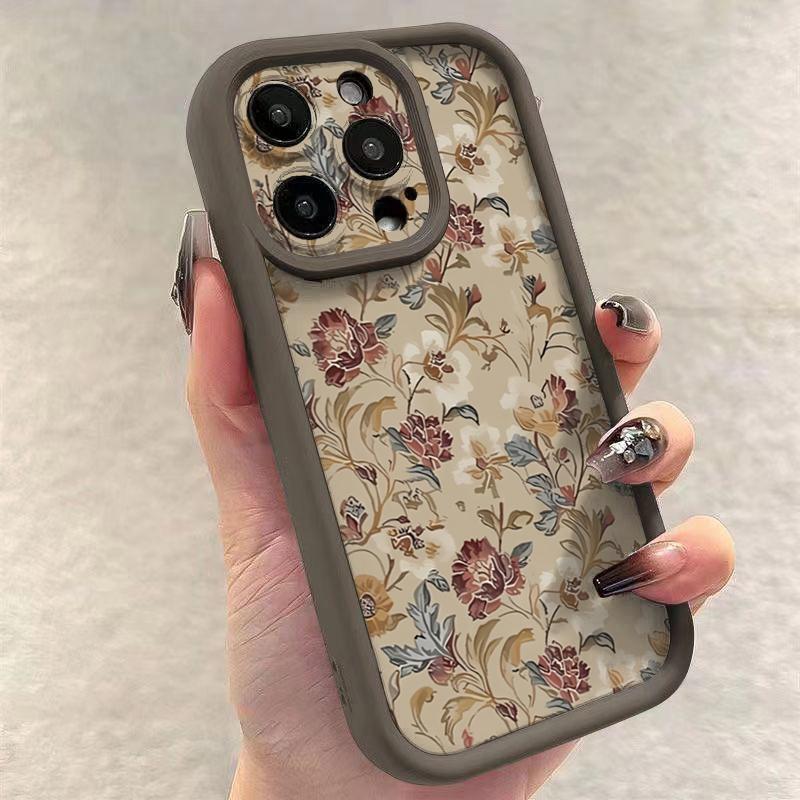 

Винтажный цветочный чехол для телефона iPhone 17 Чехлы iPhone 16 16e 15 14 13 12 11 Pro Max XS XR 7 8 Plus Ударопрочный мягкий чехол iPhone 11 Pro
