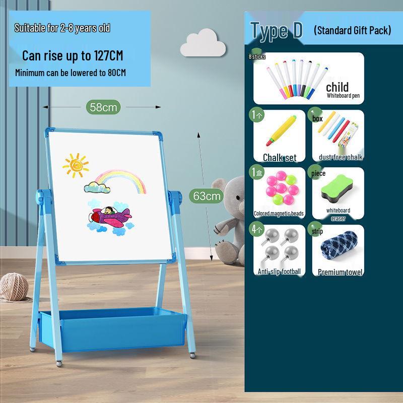 Kids' Double-Sided Magnetic Blackboard & Whiteboard: Erasable Drawing & Writing Stand with Coloring and Graffiti Features