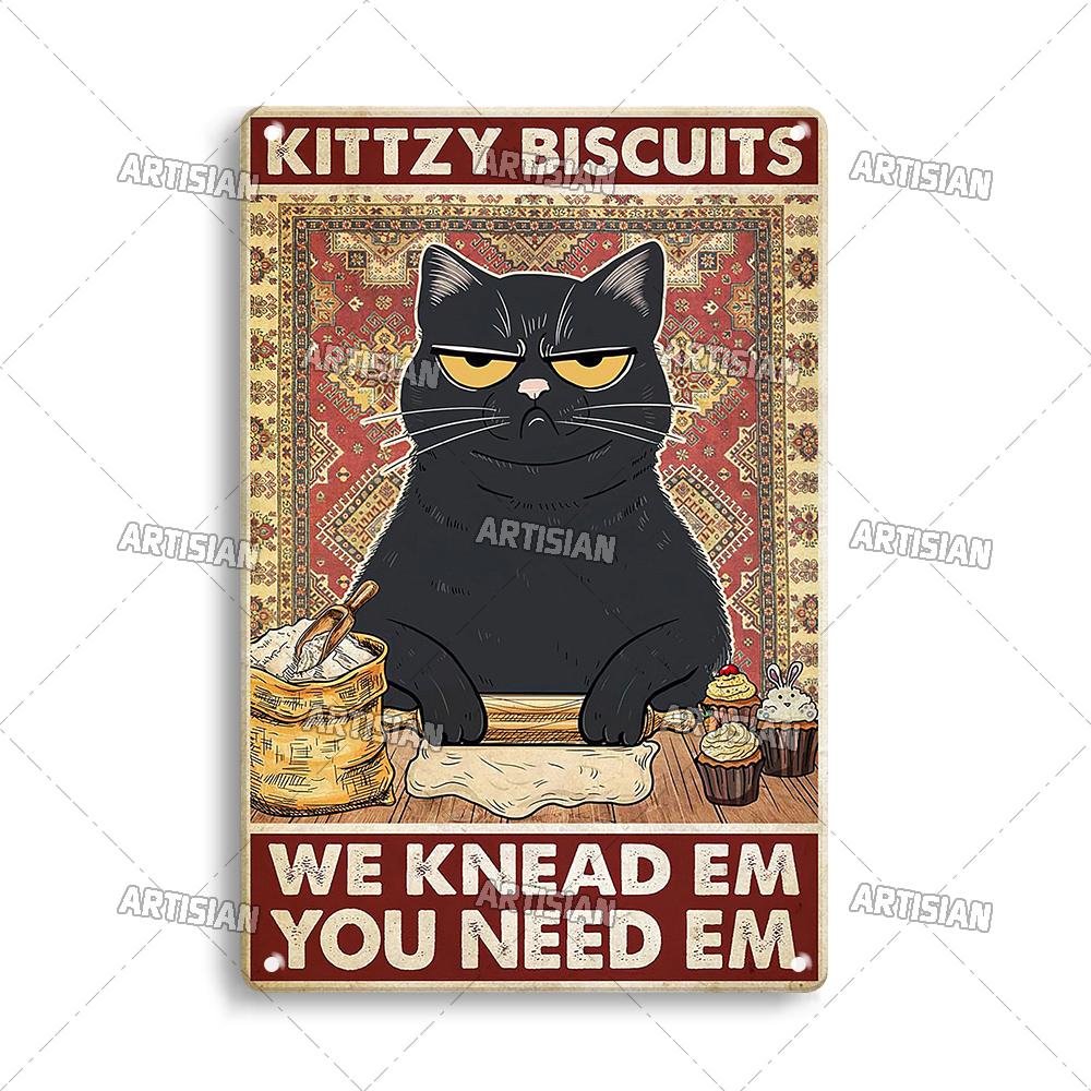 Artystyczny Znak Zwierzęcy Czarny KOT Retro Metalowy Plakat Zabawny Zwierzak Vintage Dekoracyjna Blaszana Tablica Garaż Bar Pub Klub Dom Wystrój Ściany