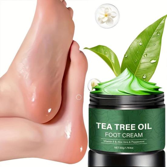 Foot Cream with Tea Tree Oil Fast Absorbing Non-Greasy Foot Moisturizer for Dry Rough Heels And Feet Soften Calluses Hydrate And Renew Daily Foot Care