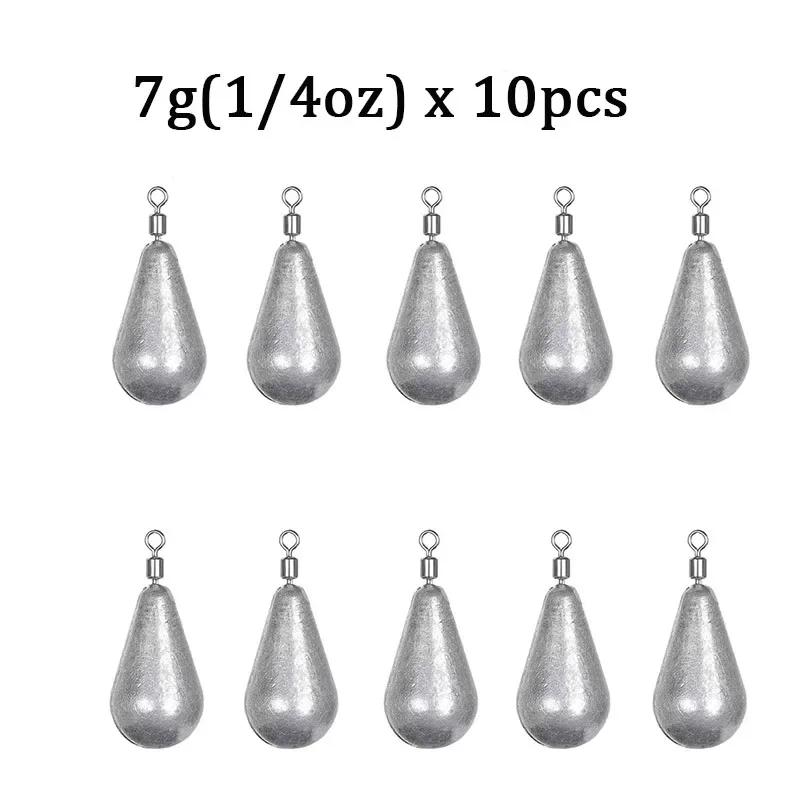 10pcs/lot Fishing Weight Sinkers 3.5g 5g 7g 10g 14g 20g Soft Bait Sinker Bass Fishing Tackle Accessories