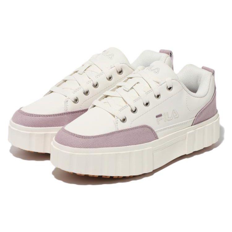 FILA Sand Blast Row Leather Casual Thick Sole Low Top Sneakers Women sneakers White Pink 1TM01563E_151