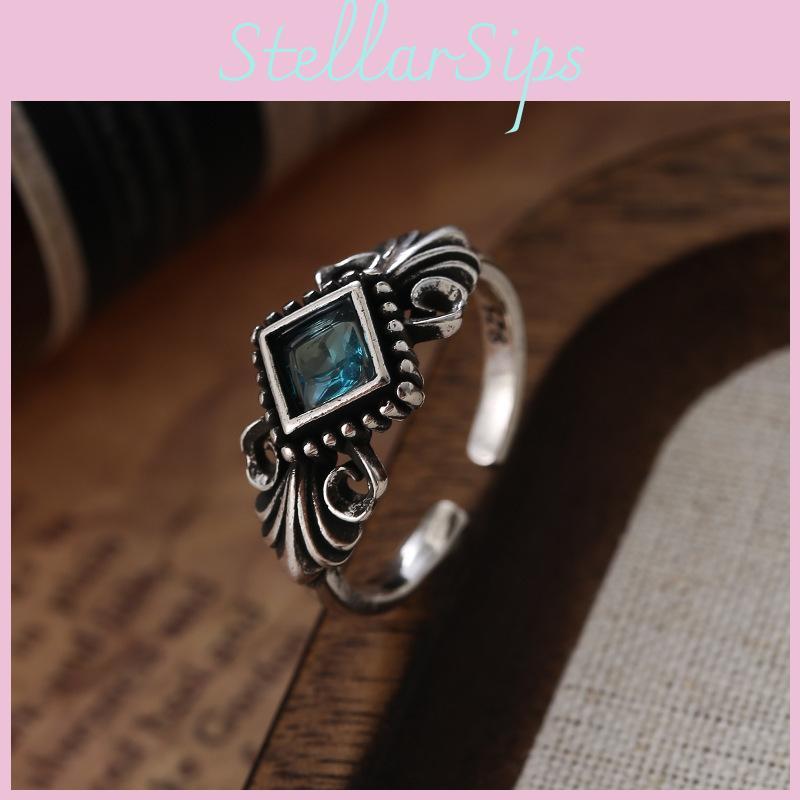 Retro-inspired Geometric Design Copper Ring With Sparkling Zircon For Chic Women