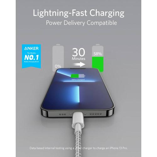 Anker Heavy Duty Nylon USB-C & Lightning Cable MFi Certified USB PD Compatible with iPhone 14 / 13 / 12 / SE (3rd Generation) (3.0m Silver)