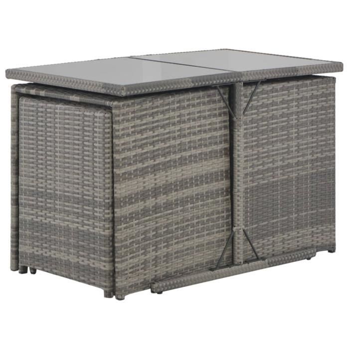 VidaXL Garden Dining Furniture 7pcs and Cushions Wicker Resin Grey