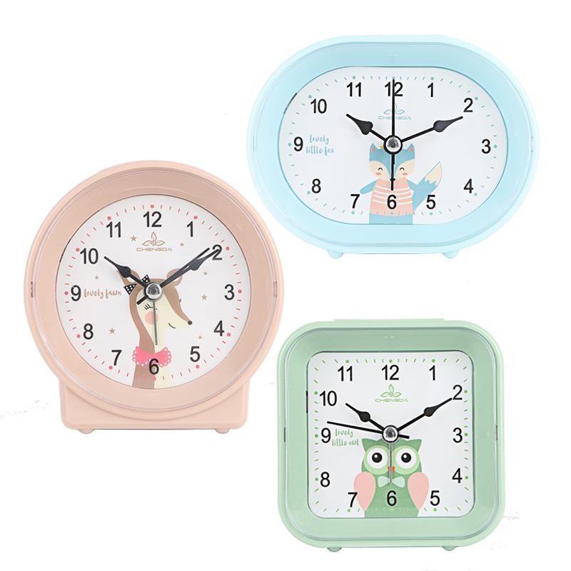 Cute Alarm Clock Simple Clock Cartoon Children's Bedside Clock Macaron Children's Small Clock Table Clock A101