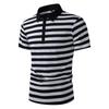 Summer Men's Classic Striped Polo Shirts Short Sleeve Breathable Casual T-Shirt Contrast Color Lapel Collar Streetwear Basic Top