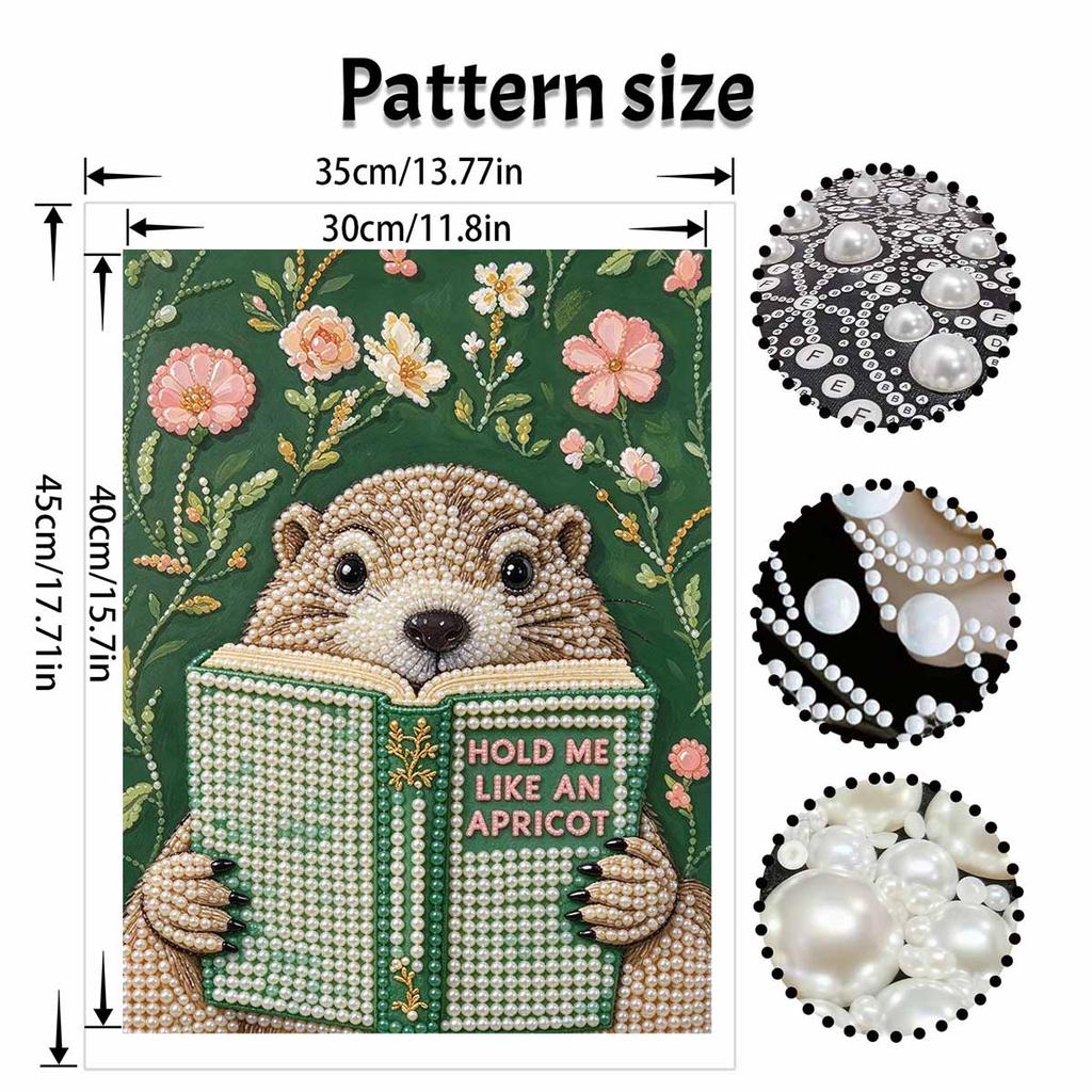 DIY 3D Pearl Diamond Painting Art Set Home Decor Cute Animal Reading Book Floral Art Set Wall Art