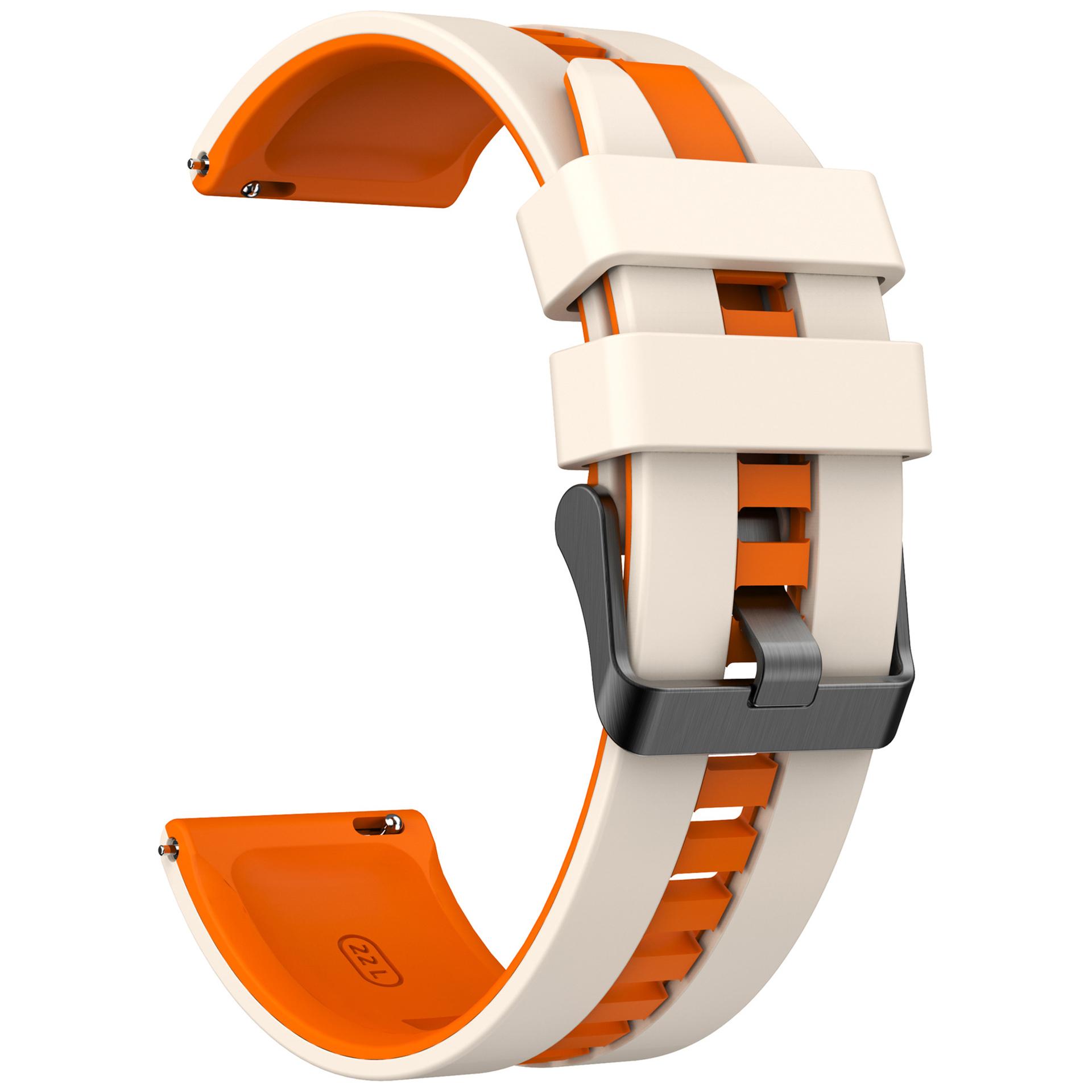 

KALEBOL 20мм Двоколірний силіконовий ремінець для Samsung Galaxy Watch6 Classic 47мм/43мм/Huawei Watch GT 3 Pro 43мм ремінець для годинника Starlight Orange