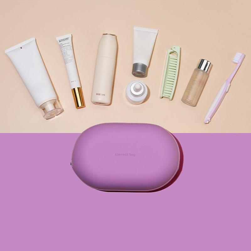 Silikonová kosmetická taška s velkou kapacitou, voděodolná, šetřící místo, cestovní úložná taška, prachotěsná, se zapínáním na zip, peněženka na mince, cestování