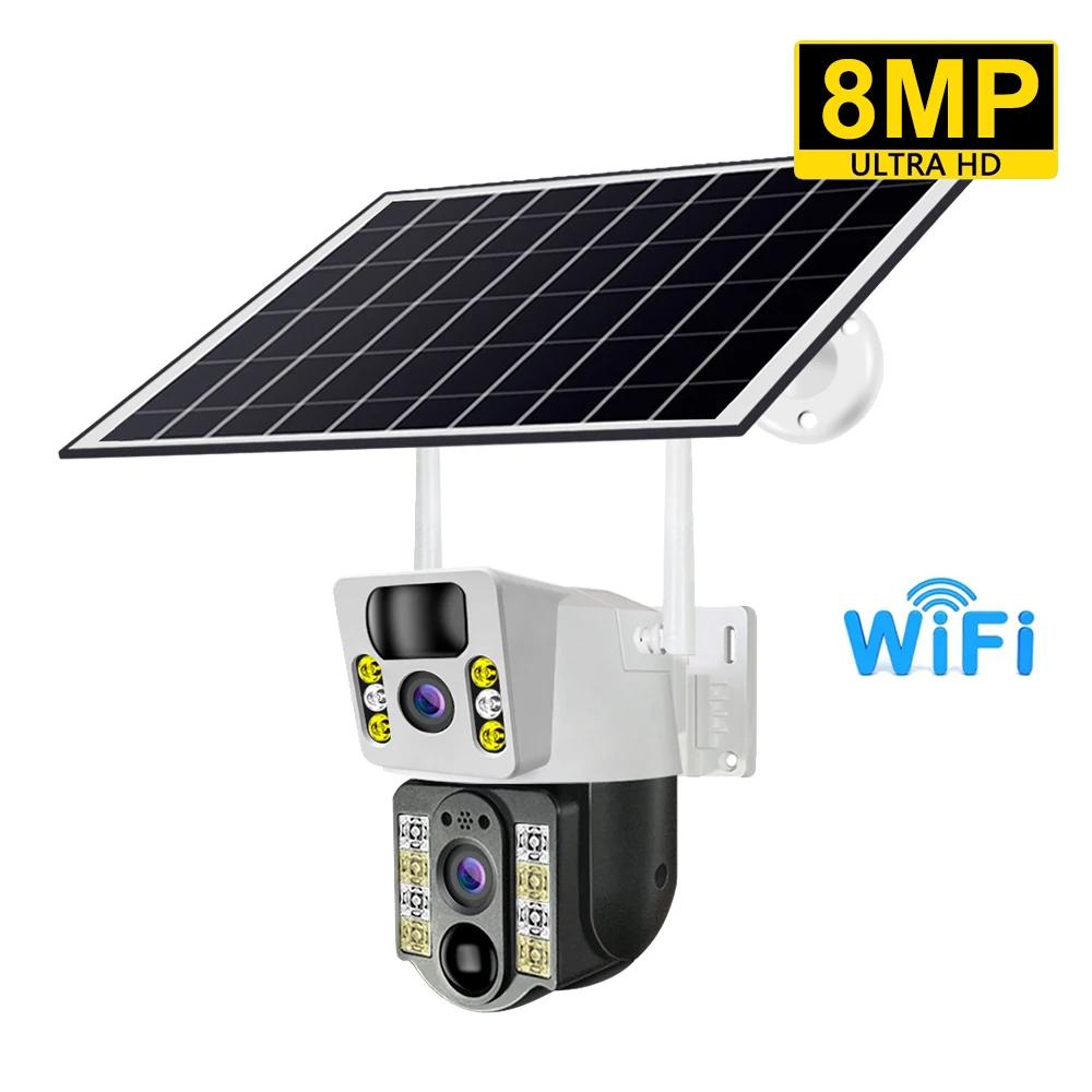 2025 V380Pro 8MP 4K Solar-Akku-WLAN-Kamera Außenbereich Auto-Tracking Personenerkennung Solarenergie Überwachung Drahtlose Kamera