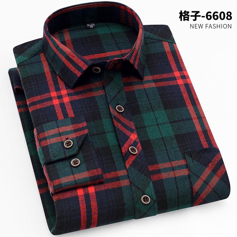 New Fashion Men's Plaid Shirts Long Sleeve Cotton Soft Regular-fit Single Pocket Comfortable Casual Flannel Shirts Male Clothing