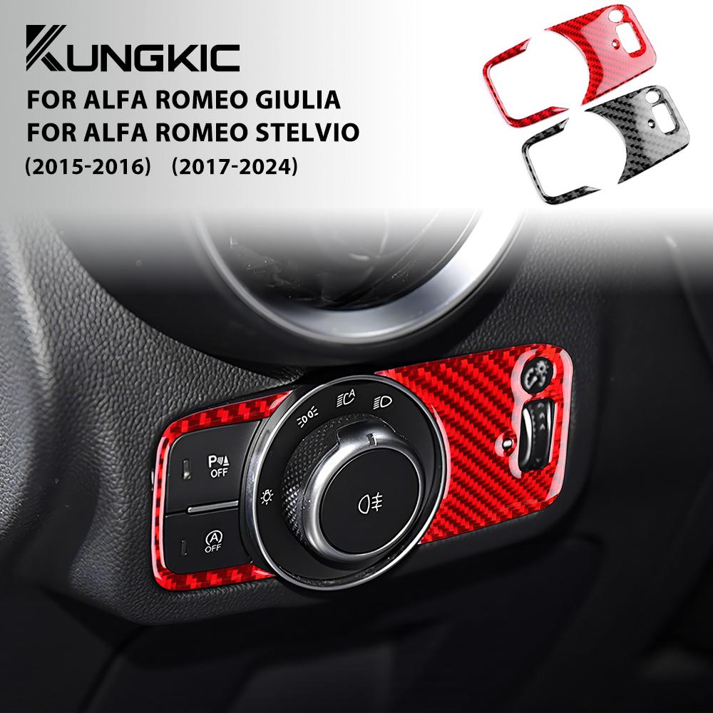 Carbon Fiber Interior Sticker for Alfa Romeo Giulia 2015-2016 Stelvio 2017-2024 Headlight Switch Button Panel