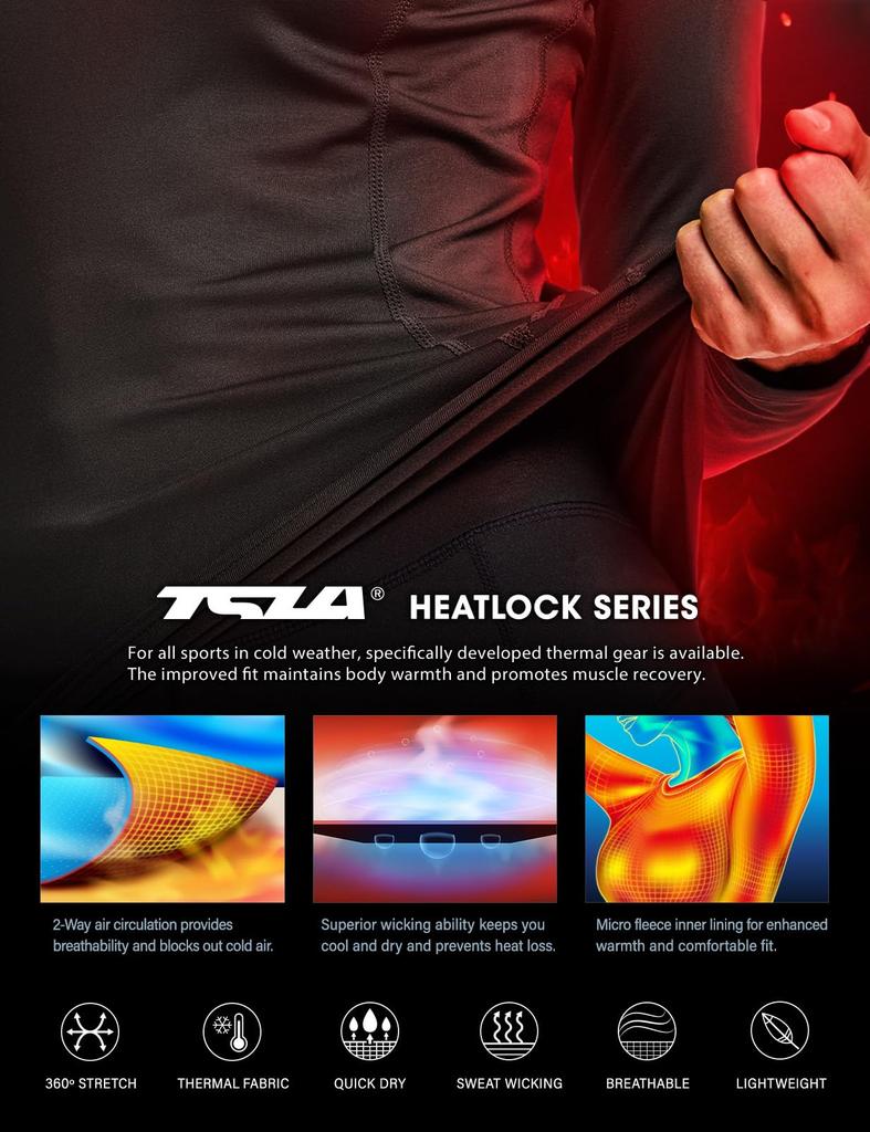 Tesla Sports Undershirt with Brushed Lining and Long Sleeve Compression Top for and Yoga Women's High-Neck [Moisture-Wicking, Quick-Drying,