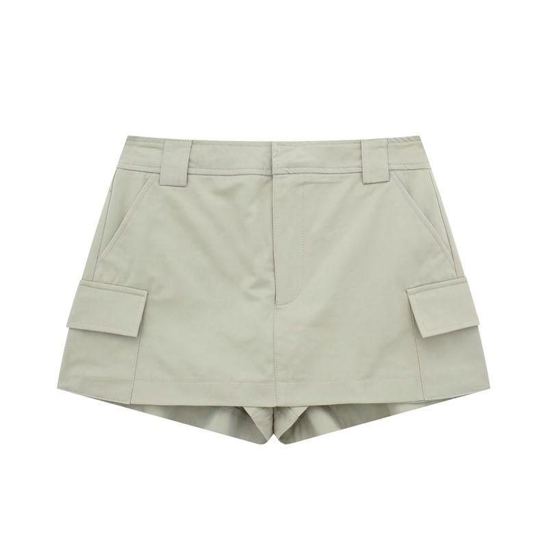 Kaslead Women's Fashion-Style Pocket Mid-Rise Pants Skirt