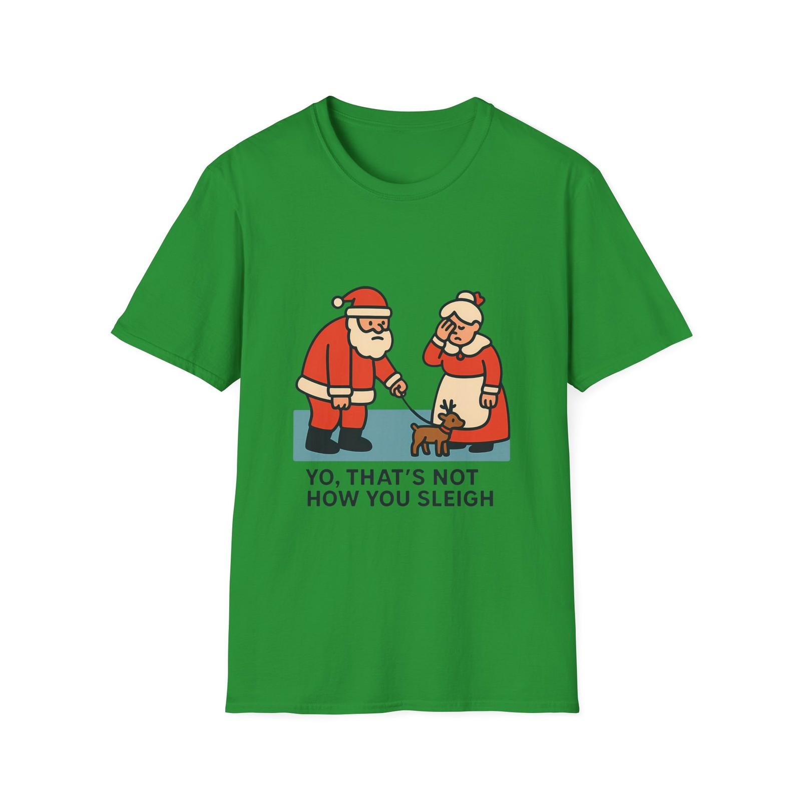 Unisex Softstyle T-Shirt Mens Womens Tees Top Santa Tiny Reindeer Mrs. Claus Funny Christmas M