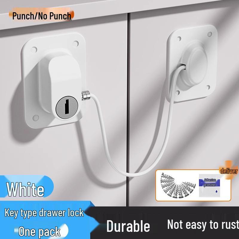 Punch-Free Anti-Theft Refrigerator & Cabinet Lock with Combination for Child Safety