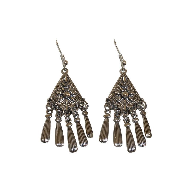 Ethnic style flower fringed earrings niche and versatile Chinese style earrings temperament light luxury high-end earrings women