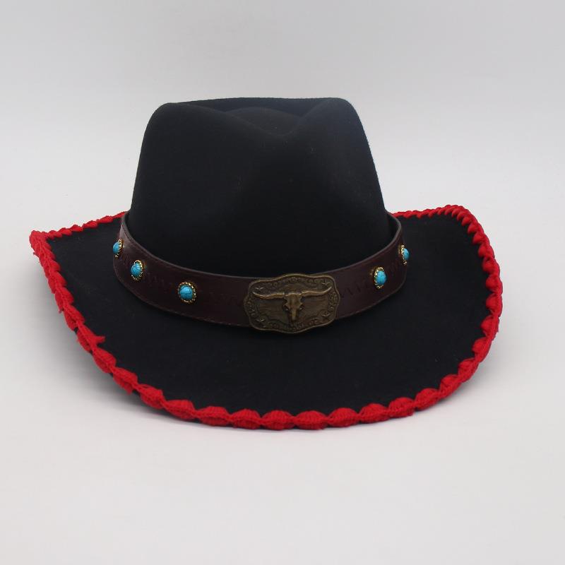 

Men S And Women S Ethnic Style Western Cowboy Hat Sunscreen Travel Sunshade Top Hat Big Brim Jazz Hat Knight Hat One size fits all [m peach cow]