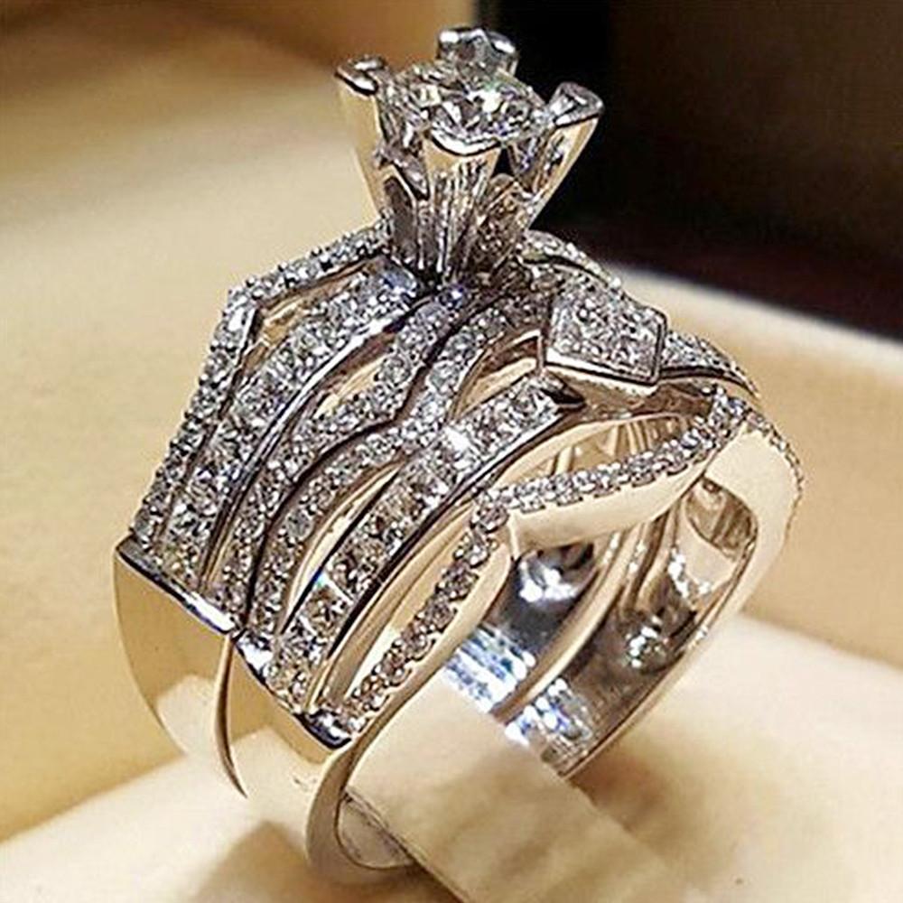 Full Of Diamonds, Eight Hearts And Eight Arrows, Zircon Ring, Banquet Party Engagement Ring.