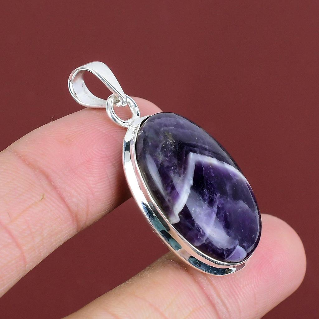 Chevron Amethyst Pendant 925 Sterling Silver Pendant Birthstone Jewelry Handmade Top Quality Gemstone Pendant Gifts For Mom Stylish Pendant