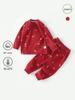 Autumn/Winter Cotton Baby Clothes: Red Shoulder Button 100-Day Birthday Outfit