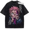 Unisex Black Washed Vintage T  Shirt Jujutsu Kaisen Sukuna High  Quality Fabric for Fitness Casual Shopping