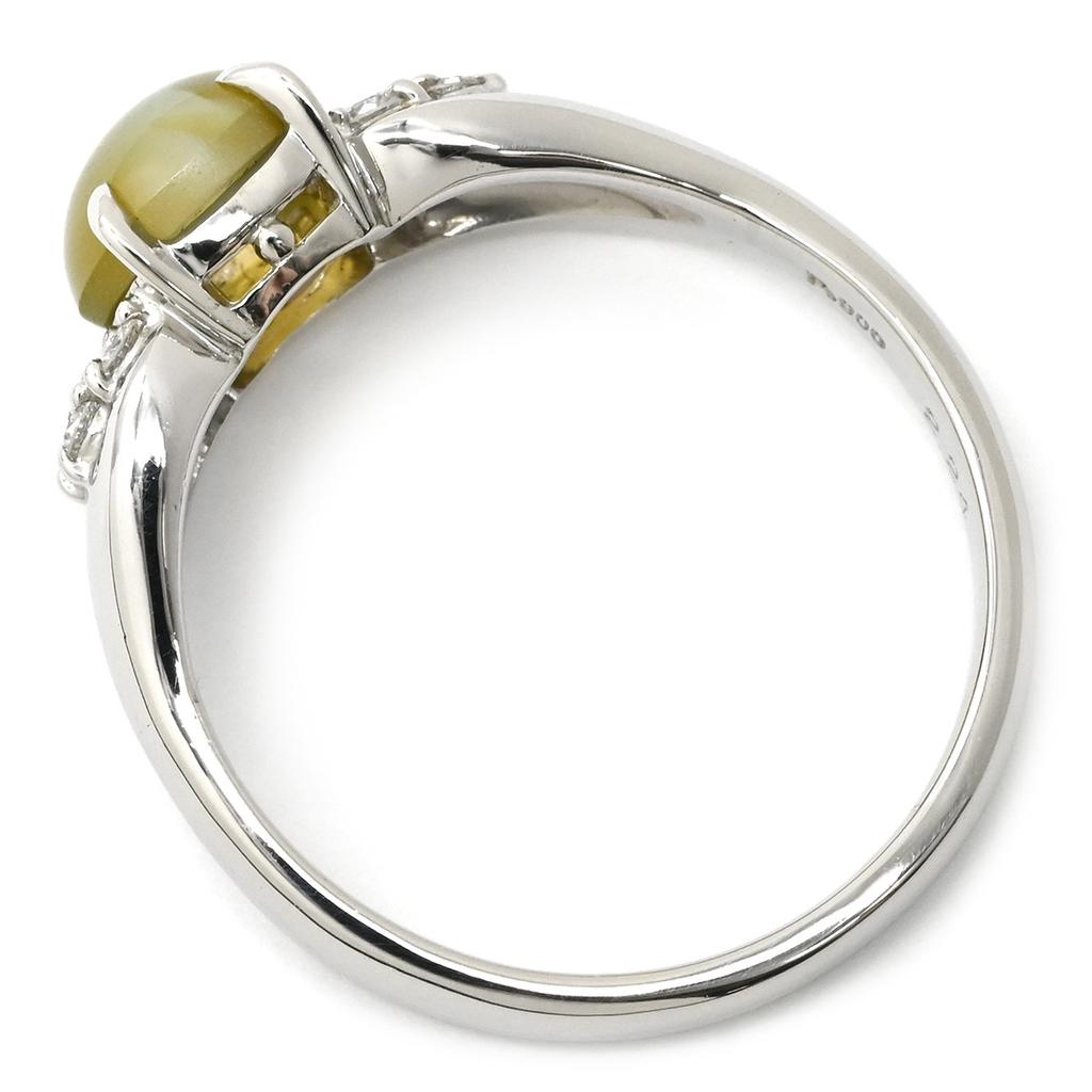 NON BRAND - Chrysoberyl Cat's Eye 2.24ct DiamondRing Ring Pt900/Chrysobell Cat's Eye #21(JP Size) Array