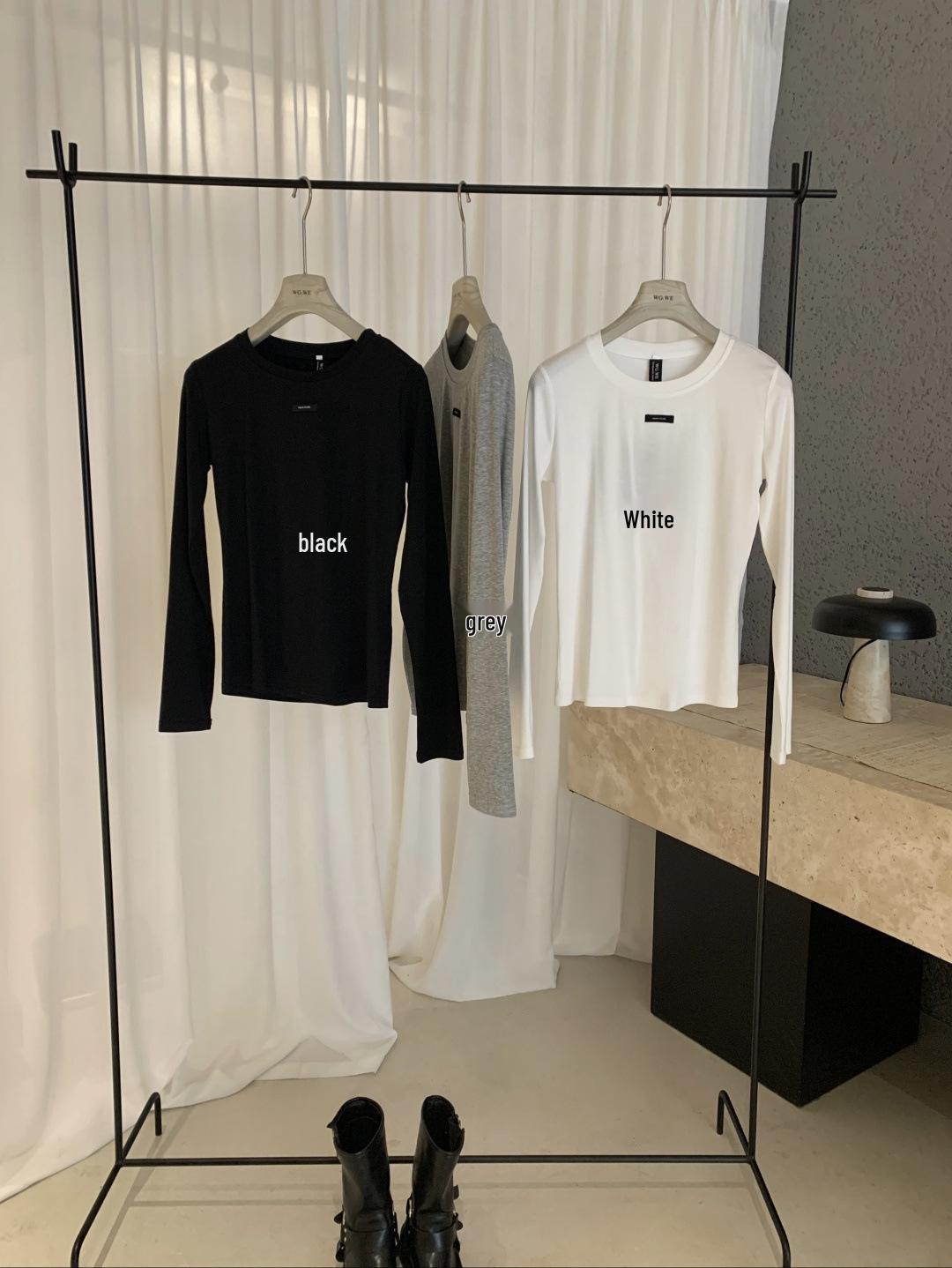 Guangzhou Thirteen Hong Women s Autumn/Winter Round Neck Long Sleeve Basic Versatile Top Small серый