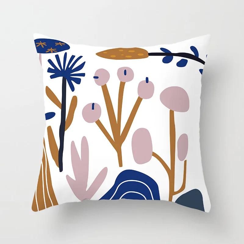 45x45cm Abstrakte Geometrische Berg Kissenbezug Blau Polyester Sofa Hotel Büro Sitzkissenbezug Heimdekoration