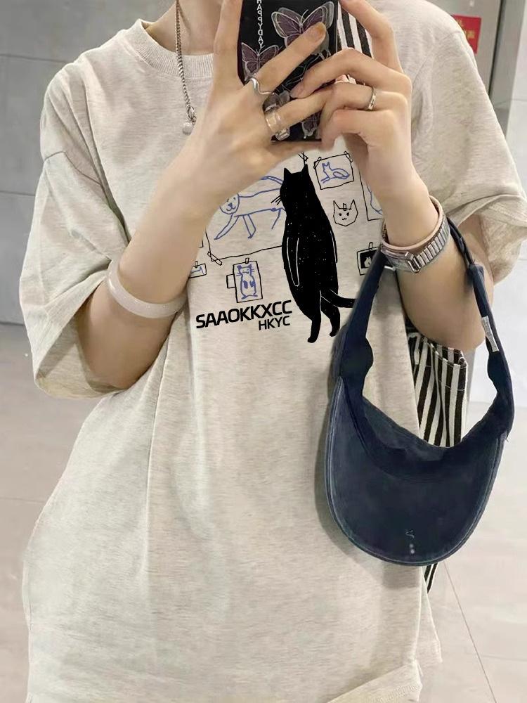 Women's Retro Chic Pure Cotton Korean-Style Loose Short Sleeve T-Shirt