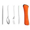 Portable Tableware Tableware Set Camping Bag Black Blue Orange Purple Stainless Steel Picnic Travel Fork Spoon
