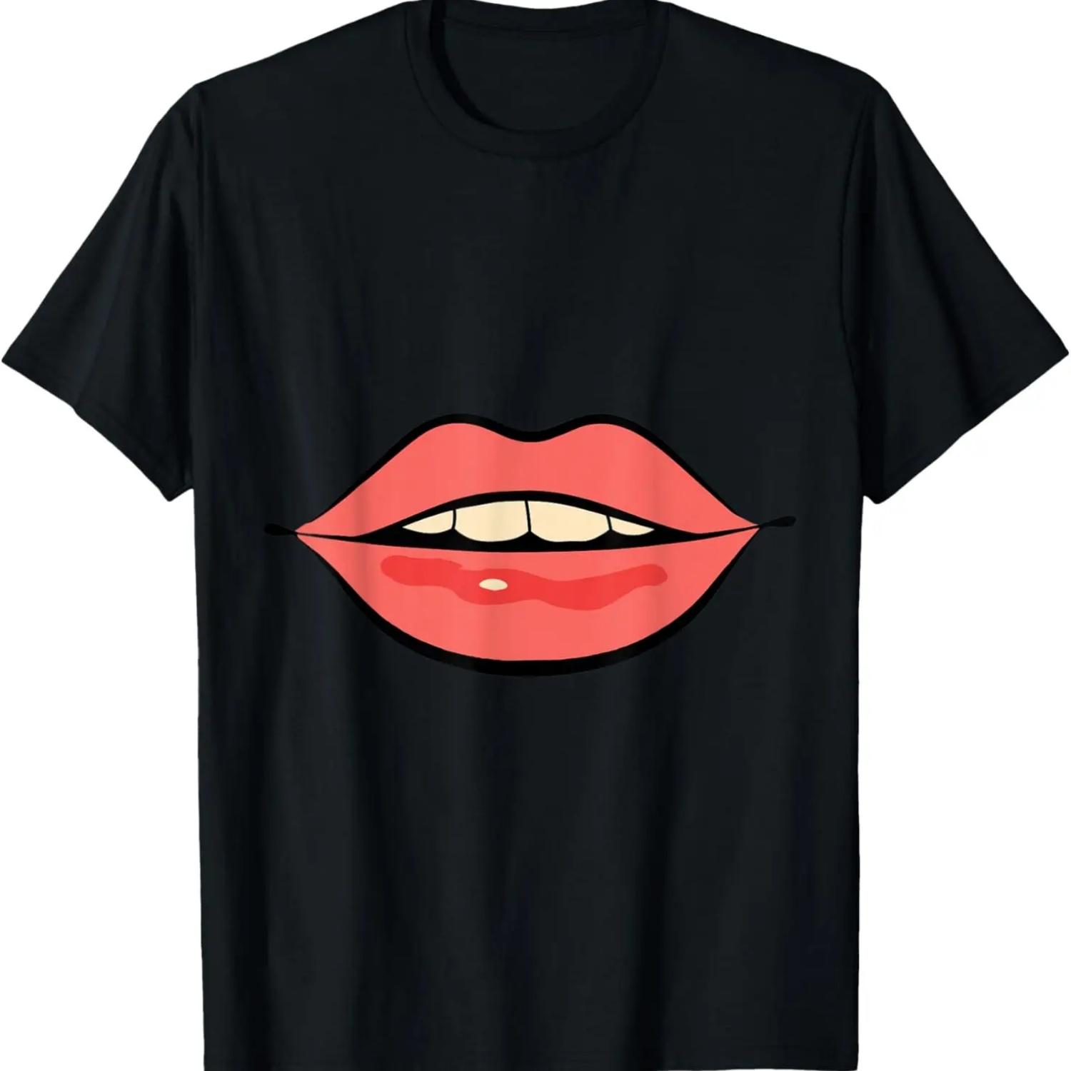 Ladies Lips Mouth Kiss T-Shirt S
