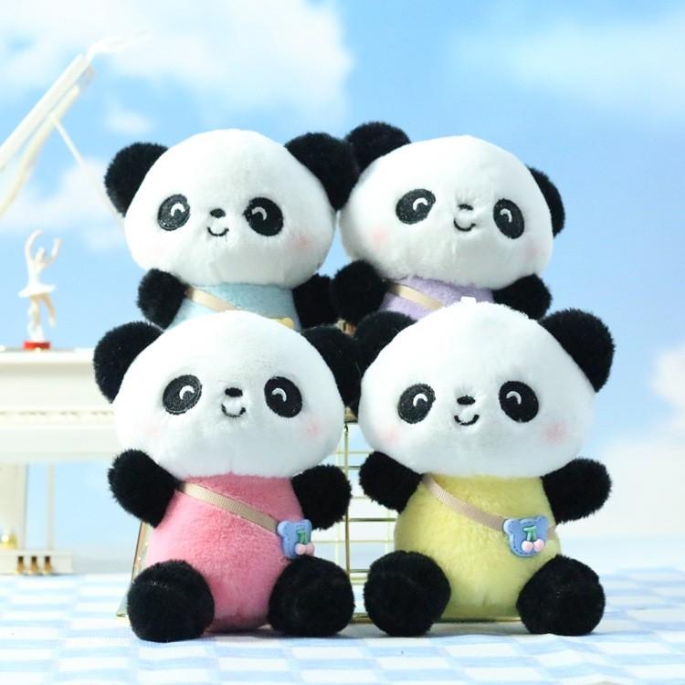 Adorable Plush Panda Keychain Pendant Cute Cartoon Stuffed Animal Toy For Bags