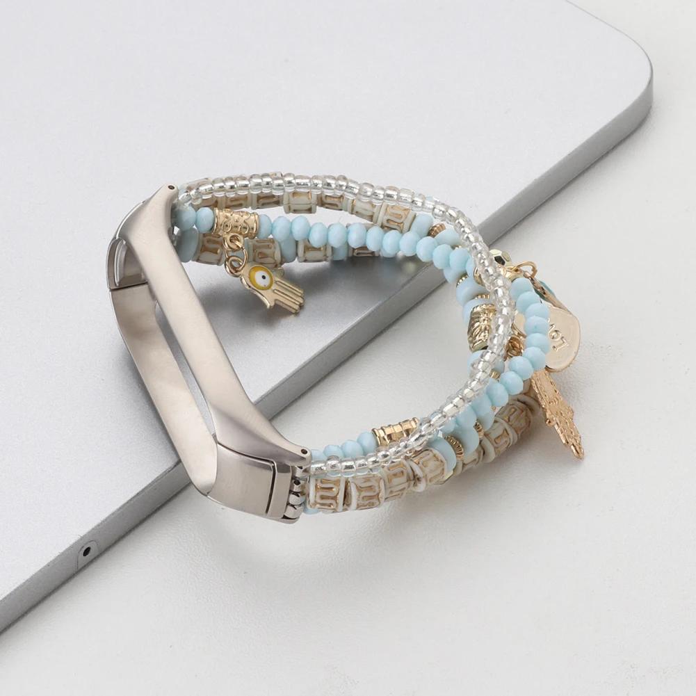 

Замінний ремінець для Xiaomi Mi Band 8 7 6 5 4 Watch Belt Jewelry Beads Bracelet for MIband Women Pendant Link Wristband Mi Band 8 синій