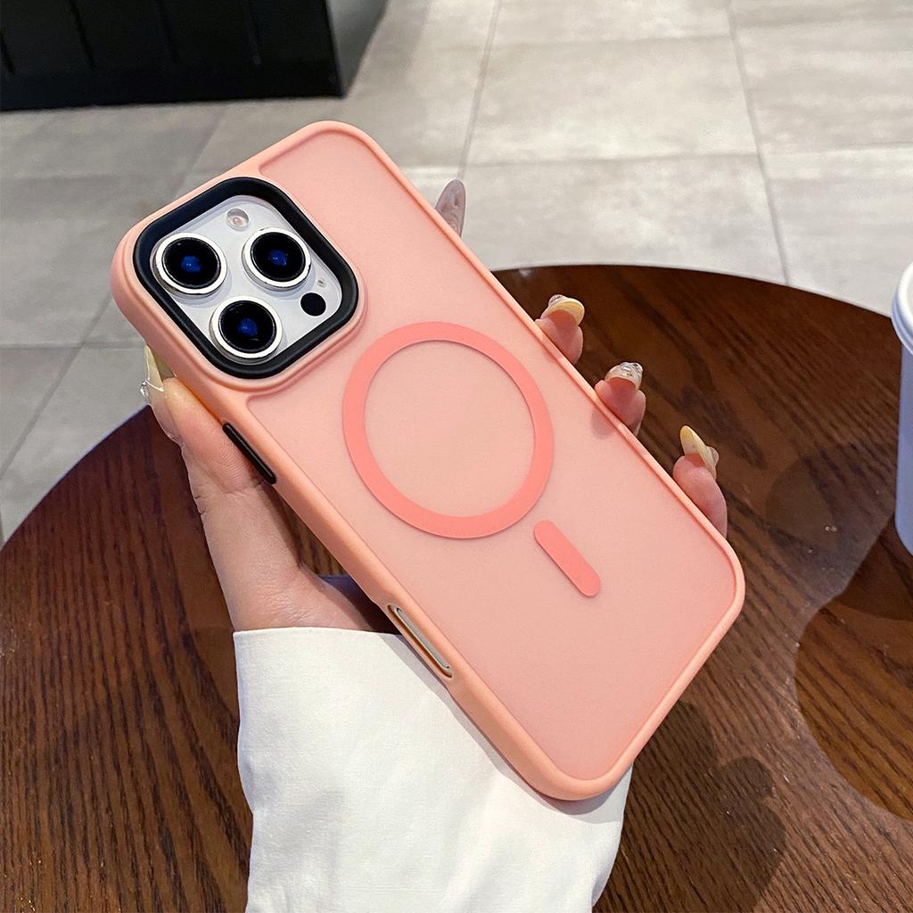 Black Frame Matte Skin Magnetic Phone Case Simple for Apple Phone Protective Case Cute Magsafe Protective Case