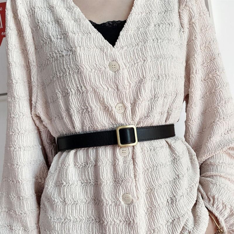 Stylish Womens Pu Belt With Vintage Square Buckle Available In Black And Brown For Fall 2023