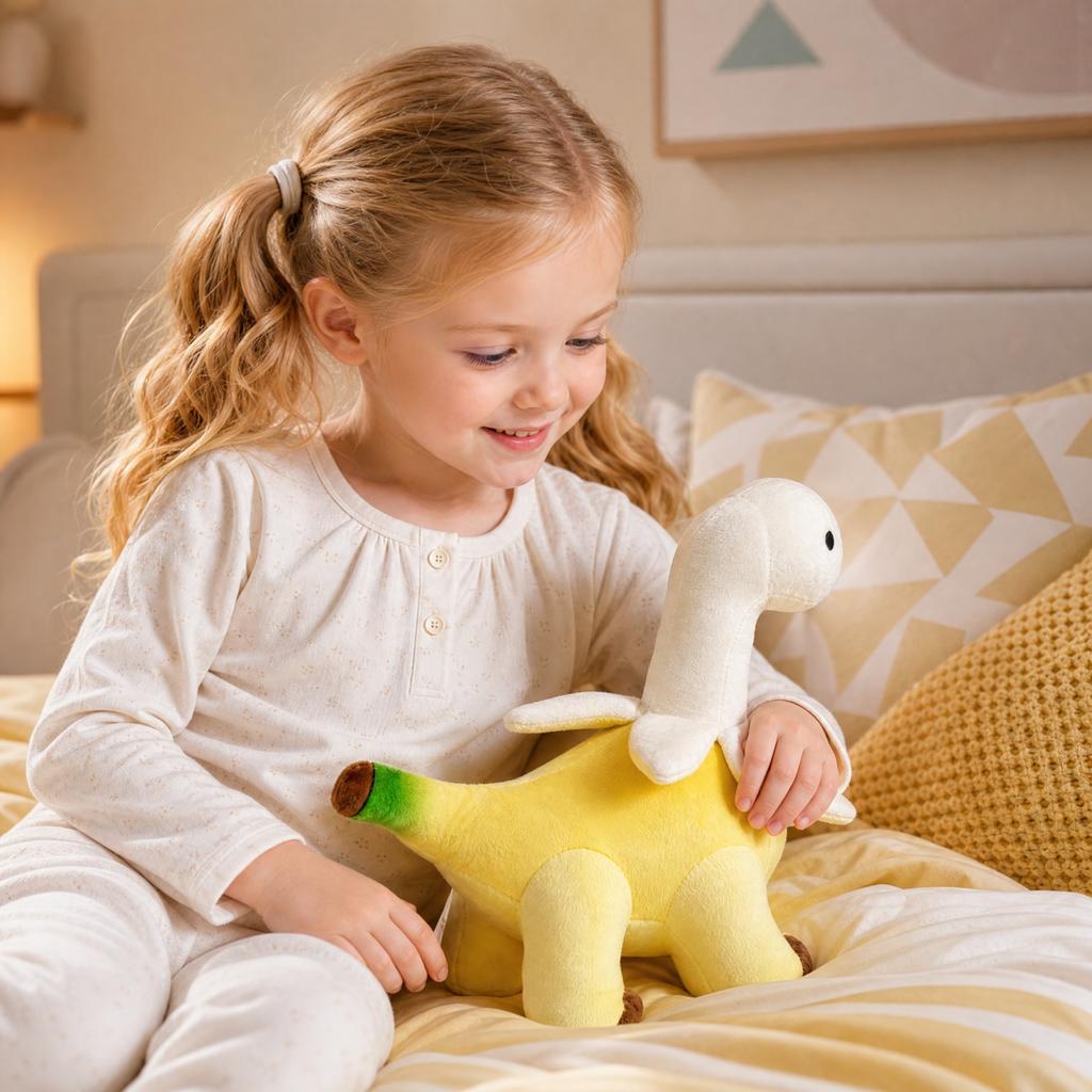 Soft Dinosaur Plush Toy with Peel Collar, Cute Yellow Dinosaur Stuffed Animal, Fun Gift for Kids