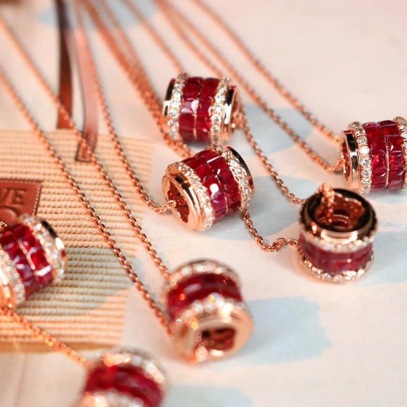Original Design  Diamonds Light Luxury Ruby Necklace Exquisite Clavicle Chain Pendant Fashion Engagement Jewelry
