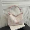 Colorful Embroidery Stripe Shoulder Underarm Bags for Women Large Capacity Ladies Casual Tote College Student Girl Class Handbag