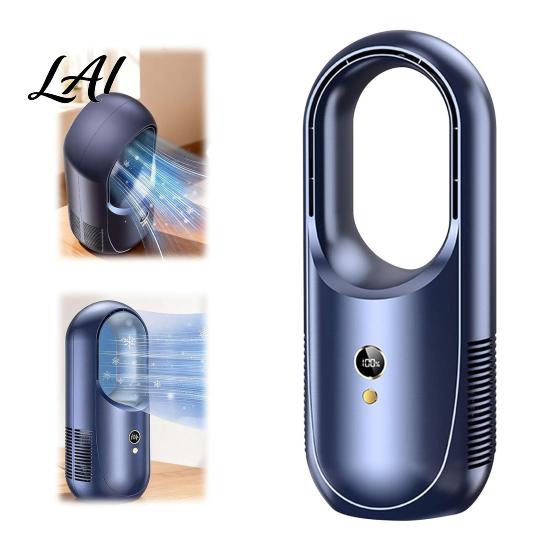Quiet Bladeless Fan with Remote Desktop Air Purifier 8-Speed USB Rechargeable Circulator Portable for Summer Heat 8H Timer 90 Degree Oscillation