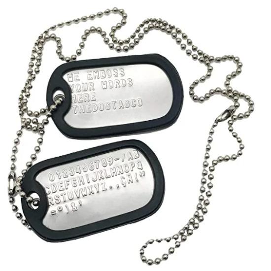 

Stainless Steel The Dog Tag Military Set of 2 Personalised Necklaces Army Style with Ball Chain Silencers Custom Make Necklaces Customized Type
