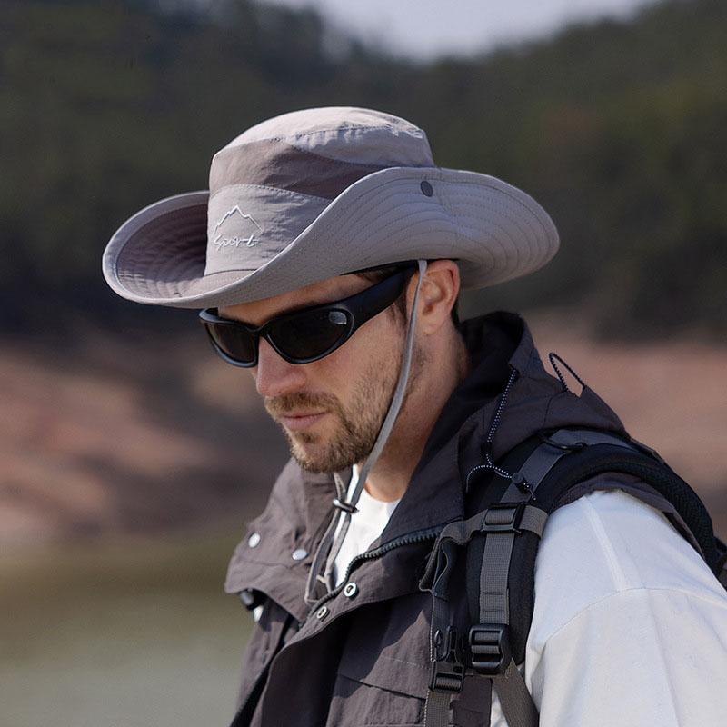 Zealous Sole Men's Grey Panama Hats Outdoor Mountaineering And Fishing Hats For Spring And Summer, Sun Hat, Mountaineering And Fishing Hat Cap H249 55-60Cm