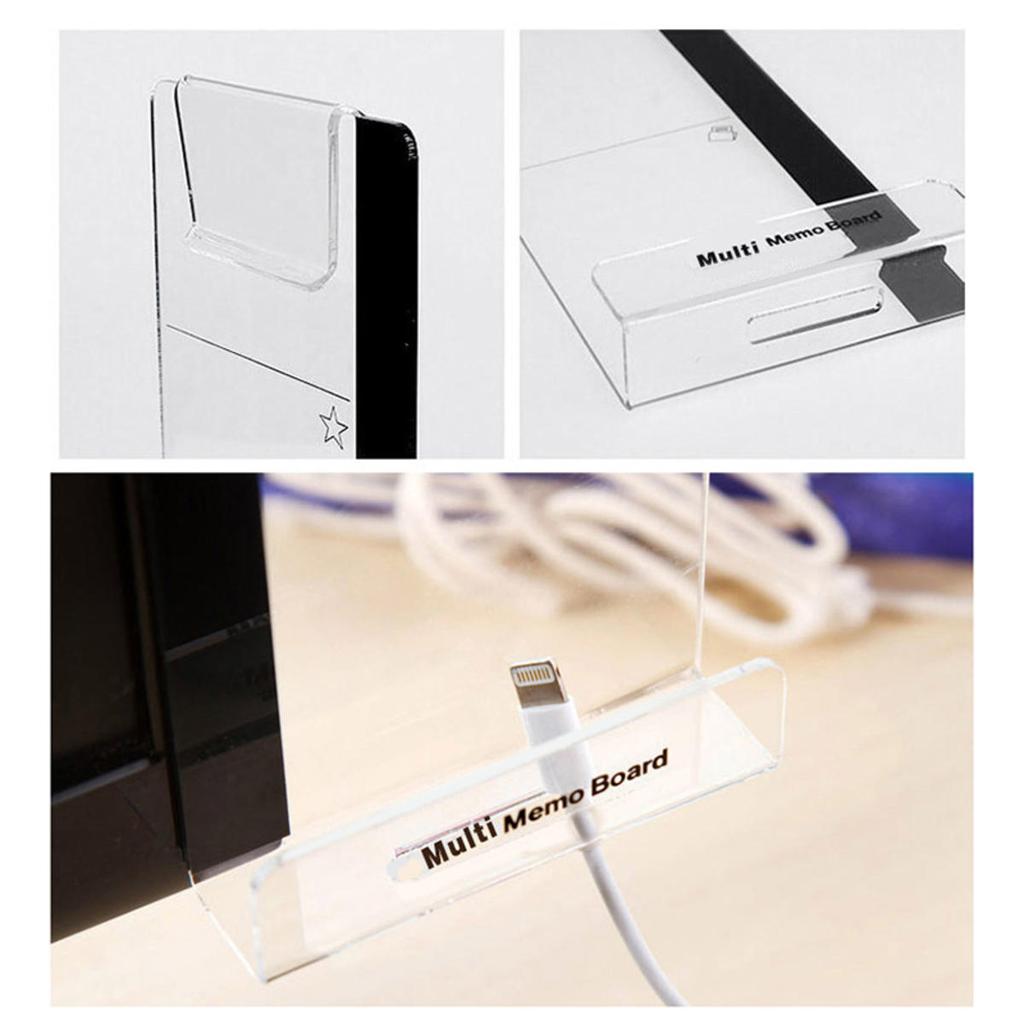 Right Left Acrylic Monitor Memo Board Desk Accessories Computer Display Message Sticky Note Clip Office Supplies