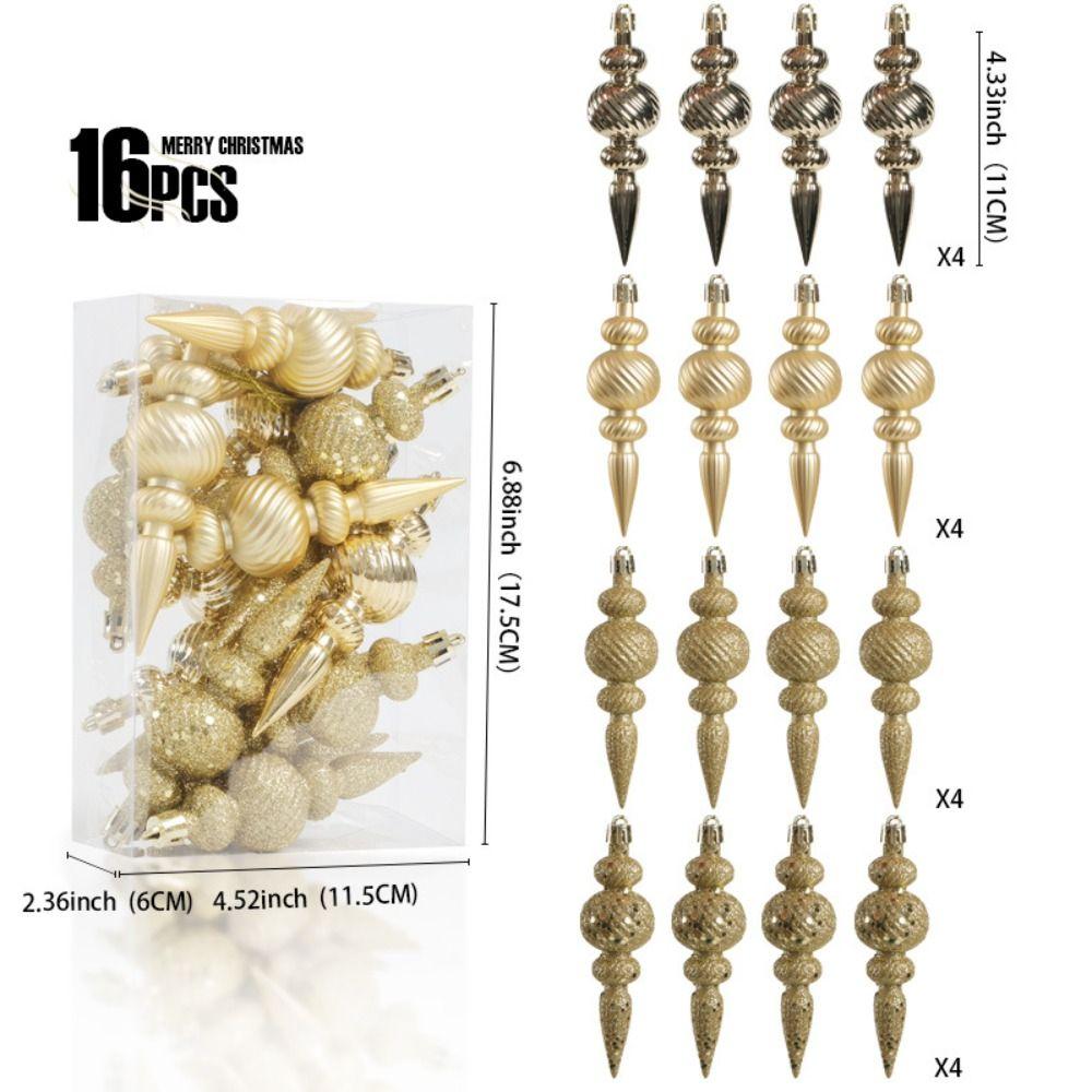 16Pcs 16Pcs/Box Christmas Hanging Balls with Hanging Rope Xmas Tree Party Decorations Holiday