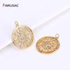 DIY Nacklace Making Supplies Inlaid Zircon Round Sun Charms Gold Plated Brass Sun Pendants For Jewelry Making Accessories