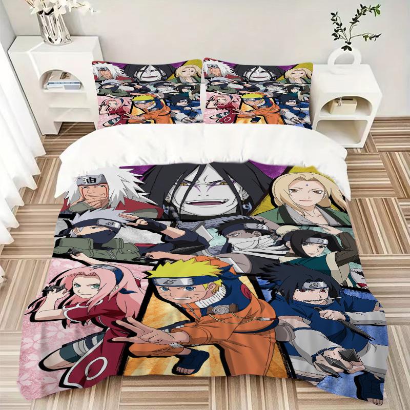Naruto Friends Print 3Pcs Bedding Setduvet Cover With 2 Bedropillowcase Home Birthday Gift