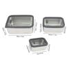 3PCS Food Storage Container Set 304 Stainless Steel Food Prep Container Lunch Box with Airtight Glas